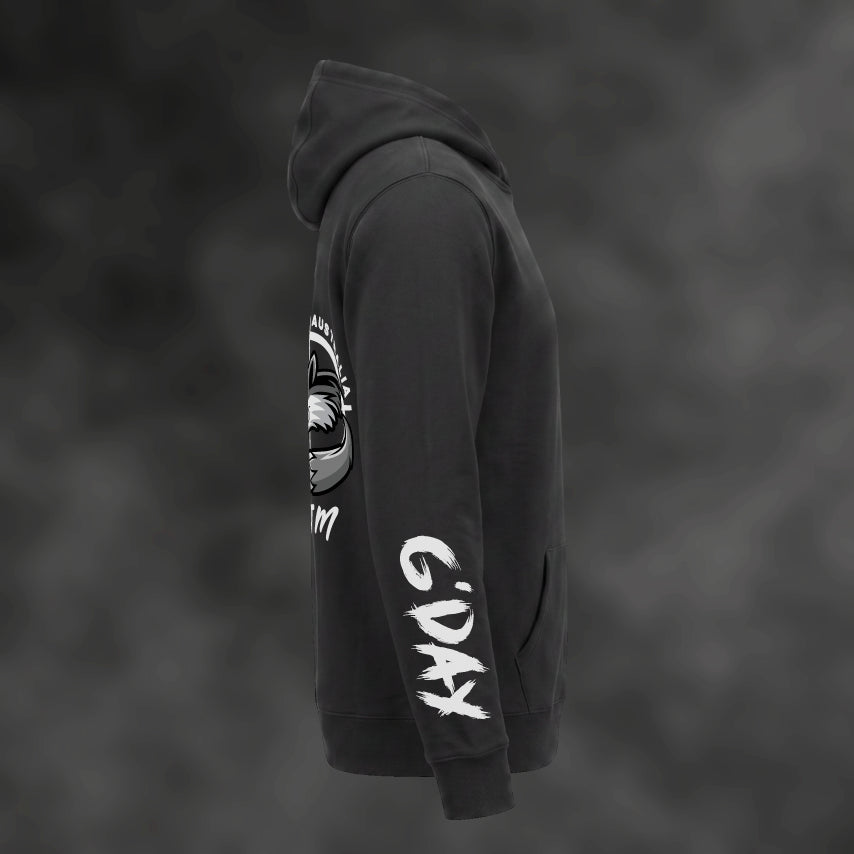 RJM Hunting Australia hoodie in black, side