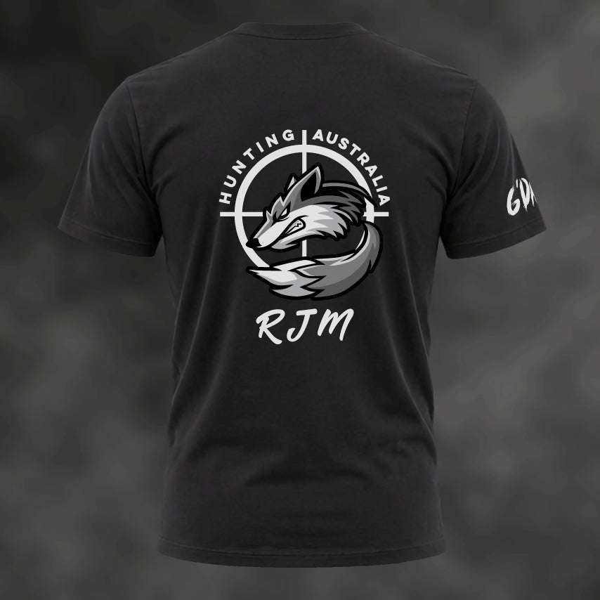 RJM Hunting Australia tee in black, back