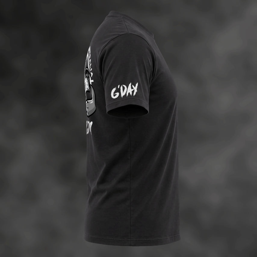 RJM Hunting Australia tee in black, side